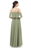 ColsBM Jamie Moss Green Bridesmaid Dresses Floor Length Pleated V-neck Half Backless A-line Modern