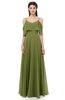 ColsBM Jamie Olive Green Bridesmaid Dresses Floor Length Pleated V-neck Half Backless A-line Modern