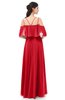 ColsBM Jamie Red Bridesmaid Dresses Floor Length Pleated V-neck Half Backless A-line Modern