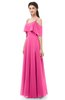 ColsBM Jamie Rose Pink Bridesmaid Dresses Floor Length Pleated V-neck Half Backless A-line Modern