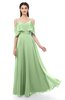 ColsBM Jamie Sage Green Bridesmaid Dresses Floor Length Pleated V-neck Half Backless A-line Modern