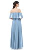 ColsBM Jamie Sky Blue Bridesmaid Dresses Floor Length Pleated V-neck Half Backless A-line Modern