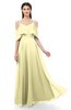 ColsBM Jamie Soft Yellow Bridesmaid Dresses Floor Length Pleated V-neck Half Backless A-line Modern
