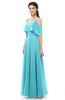 ColsBM Jamie Turquoise Bridesmaid Dresses Floor Length Pleated V-neck Half Backless A-line Modern