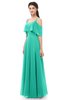 ColsBM Jamie Viridian Green Bridesmaid Dresses Floor Length Pleated V-neck Half Backless A-line Modern
