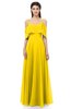 ColsBM Jamie Yellow Bridesmaid Dresses Floor Length Pleated V-neck Half Backless A-line Modern