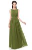 ColsBM Briar Olive Green Bridesmaid Dresses Sleeveless A-line Pleated Floor Length Elegant Bateau