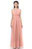 ColsBM Briar Peach Bridesmaid Dresses Sleeveless A-line Pleated Floor Length Elegant Bateau