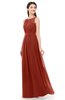ColsBM Briar Rust Bridesmaid Dresses Sleeveless A-line Pleated Floor Length Elegant Bateau