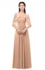 ColsBM Andi Almost Apricot Bridesmaid Dresses Zipper Off The Shoulder Elegant Floor Length Sash A-line