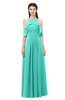 ColsBM Andi Blue Turquoise Bridesmaid Dresses Zipper Off The Shoulder Elegant Floor Length Sash A-line