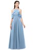 ColsBM Andi Dusty Blue Bridesmaid Dresses Zipper Off The Shoulder Elegant Floor Length Sash A-line