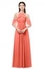 ColsBM Andi Fusion Coral Bridesmaid Dresses Zipper Off The Shoulder Elegant Floor Length Sash A-line