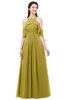 ColsBM Andi Golden Olive Bridesmaid Dresses Zipper Off The Shoulder Elegant Floor Length Sash A-line