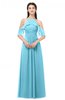 ColsBM Andi Light Blue Bridesmaid Dresses Zipper Off The Shoulder Elegant Floor Length Sash A-line