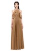 ColsBM Andi Light Brown Bridesmaid Dresses Zipper Off The Shoulder Elegant Floor Length Sash A-line