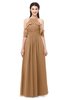 ColsBM Andi Light Brown Bridesmaid Dresses Zipper Off The Shoulder Elegant Floor Length Sash A-line