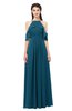 ColsBM Andi Moroccan Blue Bridesmaid Dresses Zipper Off The Shoulder Elegant Floor Length Sash A-line