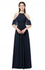 ColsBM Andi Navy Blue Bridesmaid Dresses Zipper Off The Shoulder Elegant Floor Length Sash A-line
