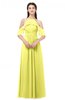 ColsBM Andi Pale Yellow Bridesmaid Dresses Zipper Off The Shoulder Elegant Floor Length Sash A-line