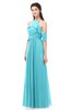 ColsBM Andi Turquoise Bridesmaid Dresses Zipper Off The Shoulder Elegant Floor Length Sash A-line