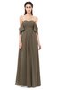 ColsBM Arden Carafe Brown Bridesmaid Dresses Ruching Floor Length A-line Off The Shoulder Backless Cute