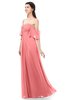 ColsBM Arden Coral Bridesmaid Dresses Ruching Floor Length A-line Off The Shoulder Backless Cute