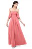 ColsBM Arden Coral Bridesmaid Dresses Ruching Floor Length A-line Off The Shoulder Backless Cute