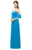 ColsBM Arden Cornflower Blue Bridesmaid Dresses Ruching Floor Length A-line Off The Shoulder Backless Cute