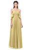 ColsBM Arden Gold Bridesmaid Dresses Ruching Floor Length A-line Off The Shoulder Backless Cute