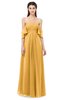 ColsBM Arden Golden Cream Bridesmaid Dresses Ruching Floor Length A-line Off The Shoulder Backless Cute