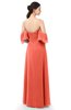 ColsBM Arden Living Coral Bridesmaid Dresses Ruching Floor Length A-line Off The Shoulder Backless Cute