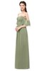 ColsBM Arden Moss Green Bridesmaid Dresses Ruching Floor Length A-line Off The Shoulder Backless Cute