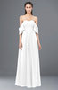 ColsBM Arden White Bridesmaid Dresses Ruching Floor Length A-line Off The Shoulder Backless Cute