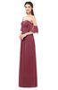 ColsBM Arden Wine Bridesmaid Dresses Ruching Floor Length A-line Off The Shoulder Backless Cute
