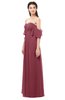 ColsBM Arden Wine Bridesmaid Dresses Ruching Floor Length A-line Off The Shoulder Backless Cute