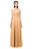 ColsBM Indigo Apricot Bridesmaid Dresses Sleeveless Bateau Lace Simple Floor Length Half Backless