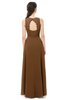 ColsBM Indigo Brown Bridesmaid Dresses Sleeveless Bateau Lace Simple Floor Length Half Backless