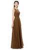 ColsBM Indigo Brown Bridesmaid Dresses Sleeveless Bateau Lace Simple Floor Length Half Backless
