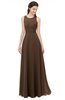 ColsBM Indigo Chocolate Brown Bridesmaid Dresses Sleeveless Bateau Lace Simple Floor Length Half Backless