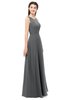 ColsBM Indigo Grey Bridesmaid Dresses Sleeveless Bateau Lace Simple Floor Length Half Backless
