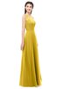 ColsBM Indigo Lemon Curry Bridesmaid Dresses Sleeveless Bateau Lace Simple Floor Length Half Backless