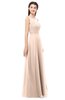 ColsBM Indigo Peach Puree Bridesmaid Dresses Sleeveless Bateau Lace Simple Floor Length Half Backless