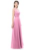 ColsBM Indigo Pink Bridesmaid Dresses Sleeveless Bateau Lace Simple Floor Length Half Backless