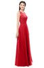 ColsBM Indigo Red Bridesmaid Dresses Sleeveless Bateau Lace Simple Floor Length Half Backless