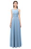 ColsBM Indigo Sky Blue Bridesmaid Dresses Sleeveless Bateau Lace Simple Floor Length Half Backless