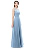 ColsBM Indigo Sky Blue Bridesmaid Dresses Sleeveless Bateau Lace Simple Floor Length Half Backless