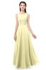 ColsBM Indigo Soft Yellow Bridesmaid Dresses Sleeveless Bateau Lace Simple Floor Length Half Backless