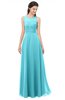 ColsBM Indigo Turquoise Bridesmaid Dresses Sleeveless Bateau Lace Simple Floor Length Half Backless
