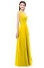 ColsBM Indigo Yellow Bridesmaid Dresses Sleeveless Bateau Lace Simple Floor Length Half Backless